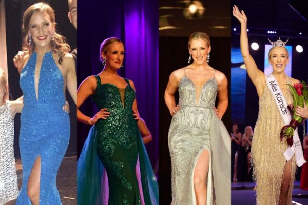 A collage of Courtney from every year on stage in her finals dress.