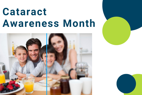Graphic that says cataract awareness month
